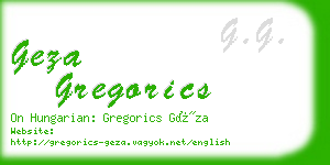 geza gregorics business card